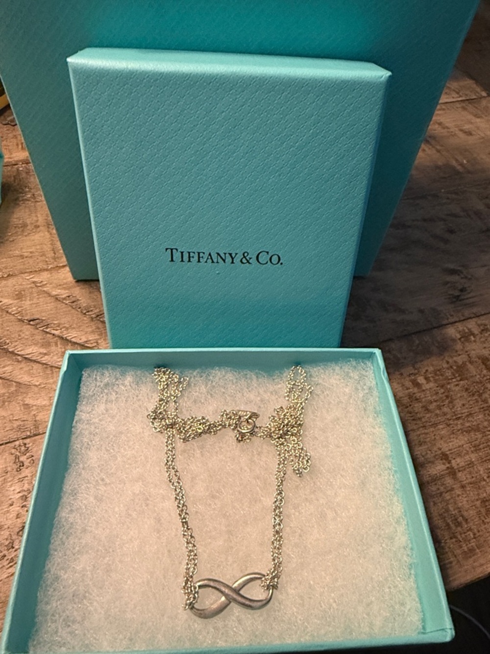 Tiffany & Co. Infinity Pendant Double Chain Necklace in Silver - Picture 2 of 2